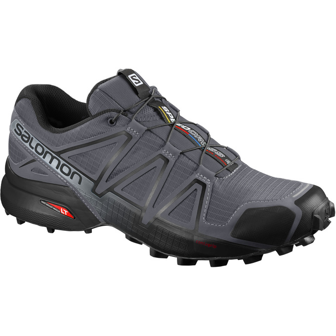 Salomon SPEEDCROSS 4 WIDE - Mens Trail Running Shoes - Grey/Black - NZ (93268-FRKB)